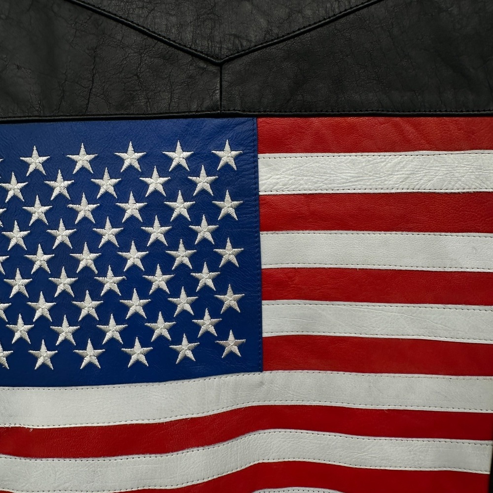 Interstate‎ Leather American Flag Vest Mens Size Large Biker Rebelcore Patriotic - Picture 10 of 15
